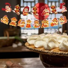 2025 Chinese New Year Decoration Hanging Flags & Banners, New Year's Party, Living Room & Bedroom Decor, Chinese New Year's Eve Party Atmosphere Scene Ornaments, DIY Required - Style1,1set/bag - View 3
