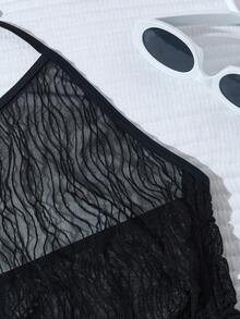 Latest Matching Sister Set Summer Beach Vacation Party Travel Essentials Sunscreen Hooded Cover Up Dress With Drawstring, Black & White, 2pcs/Set Casual - Black and White - View 5