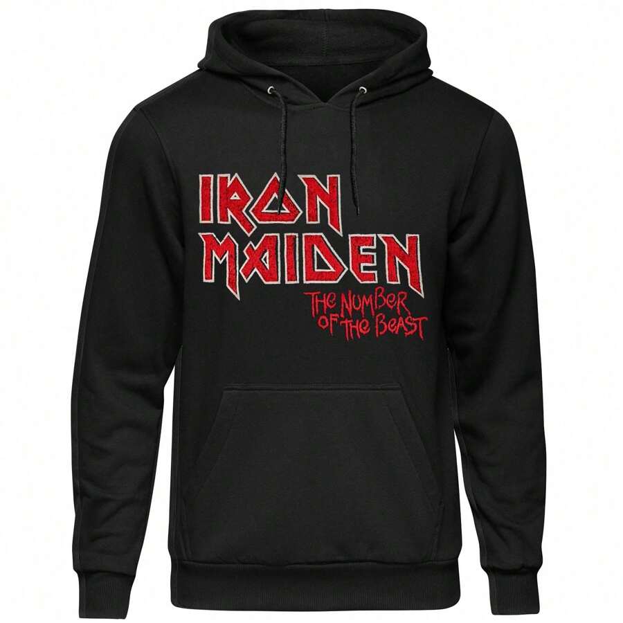 Hey Rusty Iron Maiden | Official Band Unisex Pullover Hoodie | Number Of The Beast Vintage Logo Faded Edge Album (Back Print) - 24-Hour Fast Shipping! - màu đen - Xem 1