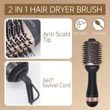 Hot Hair Dryer Brus,Hot Air Brush In One With Oval Barrel,Suitable For Various Hairstyles,Making Hair Smooth And Not Frizzy(2-In-1) - 查看 2