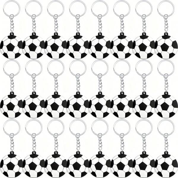 Pacote com 20/30 chaveiros de futebol, chaveiros brancos de bola de futebol, chaveiros de futebol, recompensa de carnaval