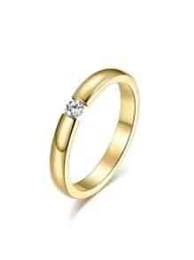 Cubic Zirconia Decor Ring - Yellow Gold - View 11