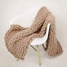 Living And Home Hand-Woven Chenille Blanket For Couch And Bed - Khaki 80cm L X 100cm W - View 3