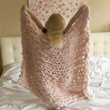 Living And Home Hand-Woven Chenille Blanket For Couch And Bed - Khaki 80cm L X 100cm W - View 2