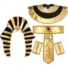 Set de accesorii pentru costume egiptene Faraon egiptean caciulă, guler egiptean, brățări pentru jocuri de rol de Halloween, cosplay