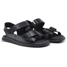 Men's Orthopedic Sandal In Genuine Leather With Non-Slip Rubber Sole Total Comfort And Modern Anti-Stress Design Ideal For Everyday Use - Black - View 2