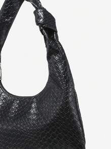 1pc Women's Retro Minimalist Casual Faux Leather Angora Red Woven Texture Large Capacity Shoulder Bag, Suitable For Outings, Dates, Commuting