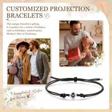 1 szt. Niestandardowa bransoletka z projekcją zdjęć, magnetyczne bransoletki dla par dla kobiet i mężczyzn, niestandardowe bransoletki ze zdjęciem w środku, niestandardowa bransoletka z projekcją zdjęć, spersonalizowane pasujące bransoletki dla par, pasujące bransoletki z serduszkami dla chłopaka i dziewczyny, najlepsza przyjaciółka, spersonalizowana bransoletka dla pary w kolorze srebrnym/różowym złocie/złotym/czarnym, prezenty dla kochanków, prezenty pamiątkowe dla pary ukochanej osoby na urodziny, rocznicę, walentynki