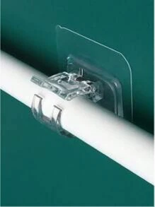 HEE RAK 4pcs No-Drill Stick On Window Curtain Rod Clamps, Multipurpose Home Hanging Clips Extensible Brackets Gifts Birthday Graduation