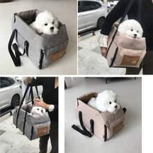 便携式猫狗汽车安全座椅床 - 中央旅行床，适合吉娃娃等小型宠物 | 安全、可折叠的宠物汽车配件，带储物袋 - 彩色 - 查看 6