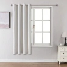 1pc/2pcs Optional Linen-Like Blackout Curtains, 100% Blackout Window Curtain Panels For Bedroom, Living Room, Dining Room, Thermal, Insulated, Water-Resistant, Home Theater Use With Eyelets - White - View 24