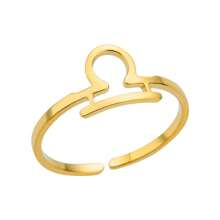 1pc 12 Zodiac Sign Ring, Unisex, 18K Gold Plated Stainless Steel Adjustable Open Ring, Fashion Jewelry Accessory, Birthday Gift - Yellow Gold - View 23