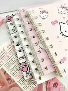 Sanrio A5/A7 - 4 Stück/3 Stück/2 Stück/1 Stück - 11,5 cm * 9 cm Sanrio - Hello Kitty süßes Spiralbuch - A7 Notizbuch - geeignet für mobiles Bürowork, Büro, Studentengeschenke
