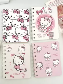 Sanrio A5/A7 - 4 Stück/3 Stück/2 Stück/1 Stück - 11,5 cm * 9 cm Sanrio - Hello Kitty süßes Spiralbuch - A7 Notizbuch - geeignet für mobiles Bürowork, Büro, Studentengeschenke