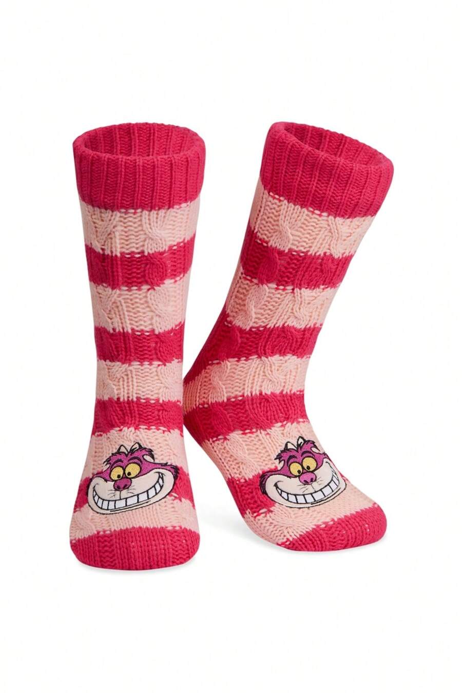 Disney Fluffy Socks And Soft Warm Slipper Non Slip One Size Lounge Wear Gift(Pink Cheshire Cat)