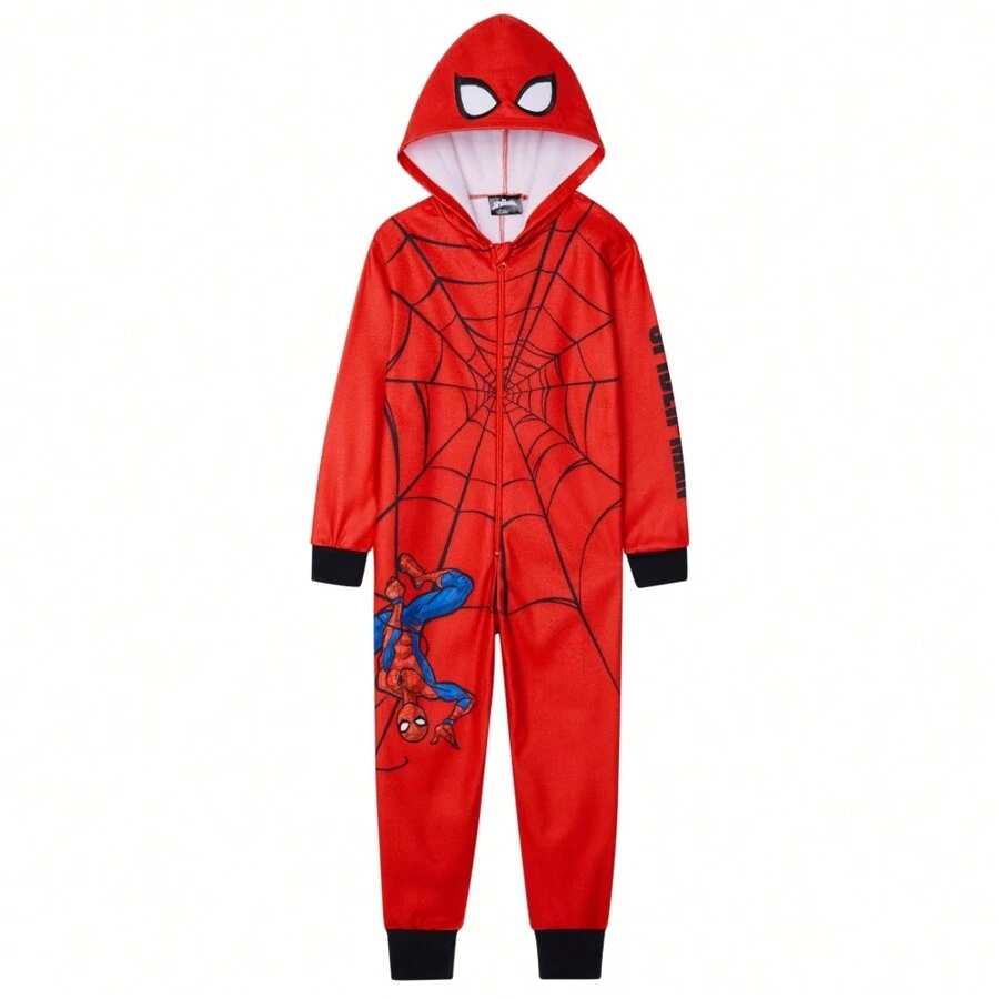 Marvel Fleece Onesie Warm Hooded 3-10 Years Cosy PJ Comfy Loungewear Gift - Red - View 1
