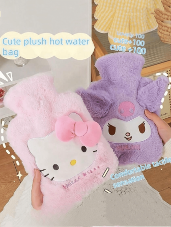 Sanrio 1 st Sanrio plysch varmvattenflaska, söt tecknad KT katt handvärmare, mycket attraktiv termisk väska för studenter, mysig värmedyna för höst/vinter, Kvinnor Alla hjärtans present Födelsedag Pojkvän Flickvän