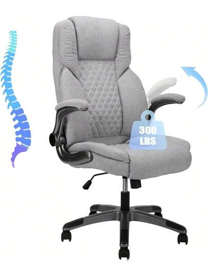 Fabric Executive Rocking Office Chair With Flip Up Armrest, Height ...