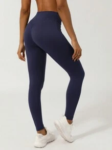 Sodalemon 女士无前缝 V 型交叉腰紧身运动裤提臀健身瑜伽紧身裤