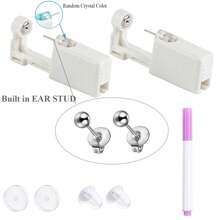 2 Packs Ear Piercing Kit,Disposable Ear Piercing Gun With Built In Cubic Zirconia Ear Stud, At Home Self Ear Piercer Kit - White - View 12
