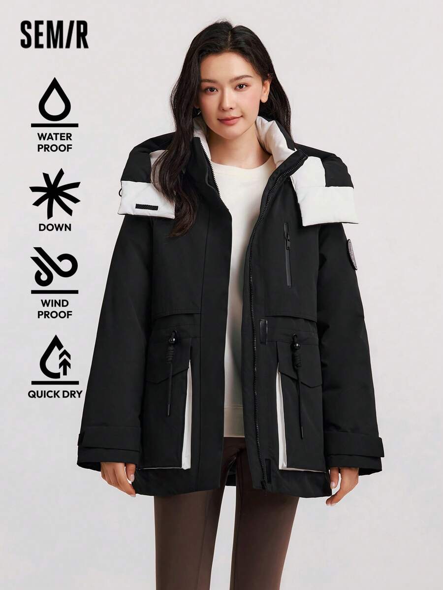 SEMIR Women's Coat , Windproof, Water-Resistant, Warm Winter Jacket For Outdoor Comfort - Black - View 1