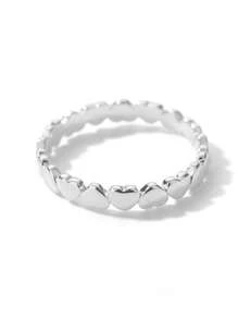 1PC Cute Simple Heart Rings For Women Men Stainless Steel Gold Color Love Finger Rings Couple Wedding Jewelry Christmas Gift - Multicolor - View 11