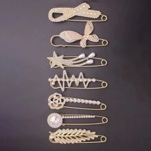 5/7/8/15 件套优雅休闲锌合金仿珍珠胸针开衫围巾装饰配饰套装，精致别致的毛衣胸针套装，适合全年办公室配饰衬衫夹克珠宝圣诞节万圣节衣服别针有趣可爱的教师礼物服装配饰包饰