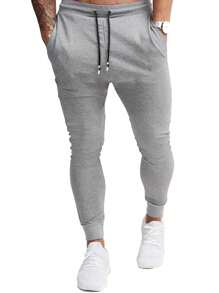 3 Pcs Men's Casual Jogger Sweatpants Slim Fit Drawstring Deep Pockets Gym Running Workout Stretch Sweatpants - Đen + Xám nhạt + Xanh quân đội - Xem 4