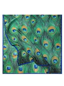 FADZOYLE 1 件 180*90 厘米时尚优雅女士围巾，柔软绿色孔雀羽毛印花头巾披肩，防晒旅行雪纺围巾 - 綠色 - 查看 7