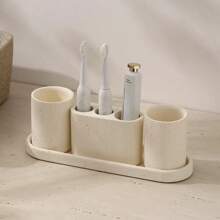 1pc Resin Soap Dispenser, Suitable For Bathroom Toothbrush Holder, Rinse Cup, Vanity Tray, Soap Dish, Bathroom Accessory Set, Bathroom Storage Rack, Faux Stone Bathroom Accessories, Home Decor, Bathroom Decor, Autumn Decor, Back To School Storage - 1pc - View 6