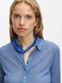 1pc Bohemian Style Multi-Layer Plastic Acrylic Beaded Necklace, Geometric Circle Pattern, Handmade, Suitable For Festival And Daily Wear - Bead Necklace - View 4