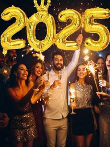 2025 皇冠数字铝箔气球、派对装饰、拍照道具用品、家居装饰、生日快乐派对装饰、婚礼装饰、周年纪念派对装饰、单身派对装饰、求婚告白装饰、情人节派对装饰 - 彩色 - 查看 3