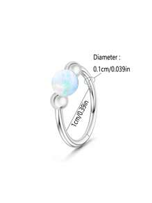 18克蛋白石鼻环，女士款，8毫米/10毫米316L医用钢鼻环，可作鼻环、鼻中隔环和耳骨耳环使用。蛋白石鼻环，316L医用钢低过敏性银色鼻中隔环，女士款，18克铰链式耳骨耳廓耳软骨耳屏耳骨耳环。 - 如圖所示 - 查看 16