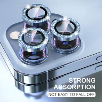 1 Stück blauer Glitzer Glas Linsenschutz, Aluminiumlegierung Kameragehäuseabdeckung, starker magnetischer Halt, 9H gehärtetes Glas mit Metallrand, niedliches Design kompatibel mit iPhone 16 Pro/16 Pro Max/16 Plus/16/15 Pro/15 Pro Max/15 Plus/15/14 Pro/14 Pro Max/14 Plus/14/13 Pro/13 Pro Max/13/13 Mini/12 Pro/12 Pro Max/12/12 Mini/11 Pro Max/11/11 Pro