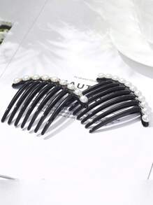 Schwarzer französischer Twist Haarklammer-Clips mit Kunstperlen dekorative Haarkämme für Frauen als Accessoire, vintage Haarstyling-Werkzeug (2er Pack)