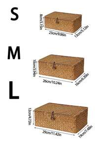 1pc Woven Basket With Lid, Woven Willow Storage Box With Cover, Rectangular Storage Box, Toy Storage Box With Lid, Decorative For Room, Home, Kitchen, Bathroom, Bedroom, Great Gift For New Year & Valentine's Day,NaturalMix Woven Planters With Rope & Metal Frame, BohoBaskets For Coastal Decor, Indoor/Outdoor Geometric Garden Accents,For Back To School