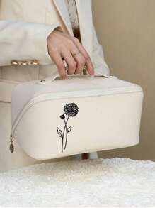 Spersonalizowana kosmetyczka z motywem kwiatowym i spersonalizowanym tekstem, wyłącznie dla Ciebie, przenośna, wodoodporna, pojemna kosmetyczka z PU, spersonalizowany prezent dla druhny, modna, pojemna torba podróżna, wysokiej jakości kosmetyczka