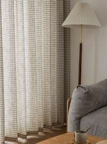 格子圖案1片現代幾何樣式窗簾適用於和活 - 彩色 - 查看 8