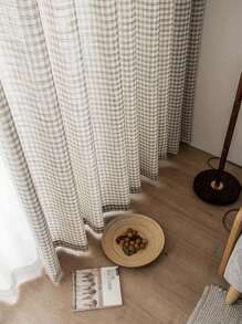 格子圖案1片現代幾何樣式窗簾適用於和活 - 彩色 - 查看 7