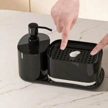 1 件家用塑料厨房皂液器，手动按压式皂液盒，洗碗液出口，台面洗手液储存盒，浴室梳妆台皂液盒 - 彩色 - 查看 16