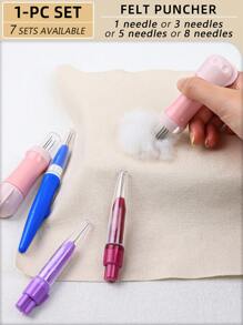 1 Stück Einzelnadel oder Mehrnadel Filznadel-Werkzeug zum Wollfilzen, Faser-Kunsthandwerk, geeignet für Katzen/Hunde/Schafwolle, erhältlich in Ausführungen mit 1/3/5/8 Nadeln - Verschiedenfarbig - Übersicht 1