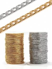 1 Metro Corrente Cubana de Aço Inoxidável da Moda para Colar DIY, Pulseira, Acessórios de Joias