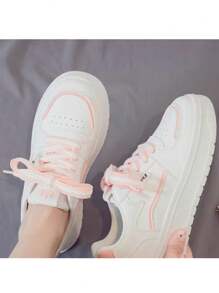 Zapatos De Tenis Mujer De Suela Gruesa Transpirable De Moda - Rosa Roja - Ver 6