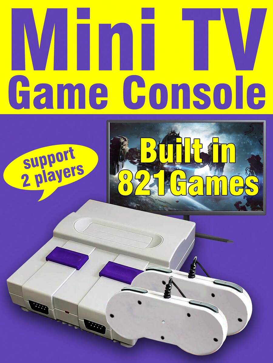 1 set de consola de juegos retro en casa Mini HD TV Consola de videojuegos con 821 juegos clásicos integrados Emulador de GBA/SFC/MD/SNES Arcade Máquina roja y blanca que puede jugar 2 jugadores Compañero para fiestas