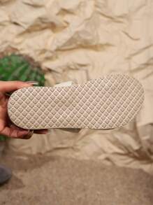 Summer Women Comfort Sandals Ribbon Bow Top EVA Flat Slides Non-Slip - Beige - View 4