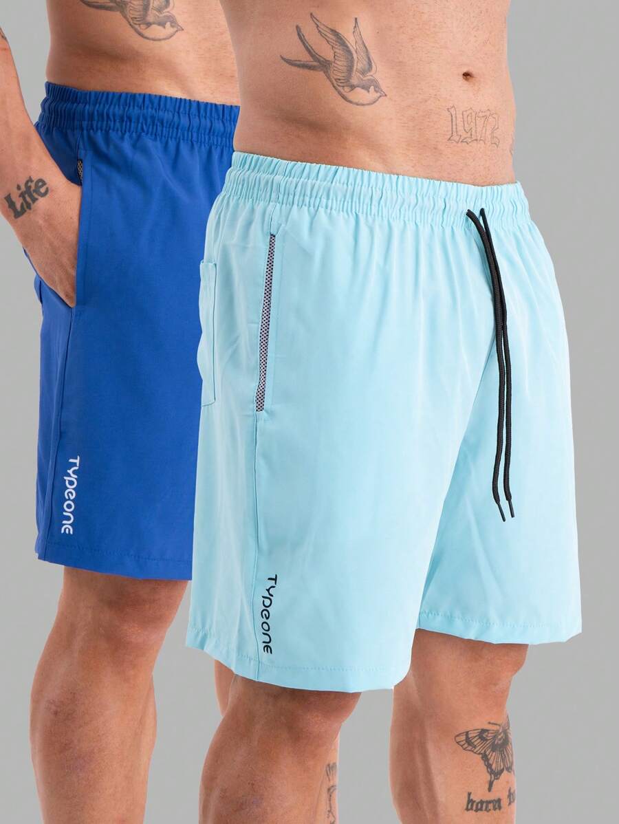 Type One Kit 2 Men's Tactel Sports Shorts Tactel Bermuda Shorts With Elastane Summer Running - 長春花藍 - 查看 1