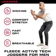 3 Pack Fleece Active Tech Joggers For Men, Mens Sweatpants With Zipper Pockets - Black / Charcoal / Heather Grey - View 4