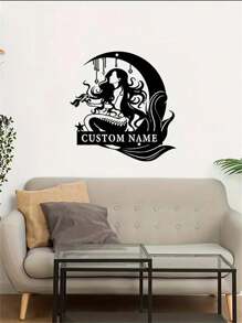 定制锻铁与个性化的童话剪影童话主题美人鱼剪影童话剪影墙非常适合家庭花园厨房餐厅装饰户外锻铁作品非常适合庆祝和礼物艺术奢华风格派对装饰节日礼物送给家人和朋友节日礼物庆祝美丽 - 黑色 - 查看 6