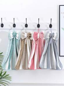 Khăn tay nhung san hô nơ dễ thương mềm mại lau chén đĩa vải thấm hút treo dụng cụ nhà bếp phụ kiện phòng tắm, - Nhiều màu - Xem 2