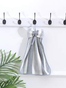 Khăn tay nhung san hô nơ dễ thương mềm mại lau chén đĩa vải thấm hút treo dụng cụ nhà bếp phụ kiện phòng tắm, - Nhiều màu - Xem 4